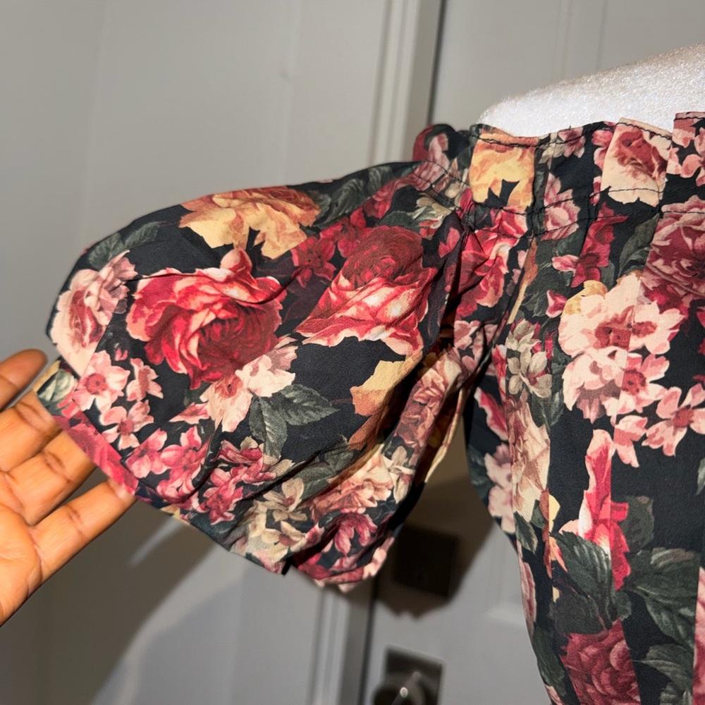 ANTONIO MELANI Black Floral Off-Shoulder Peplum Top - Picture 5 of 6